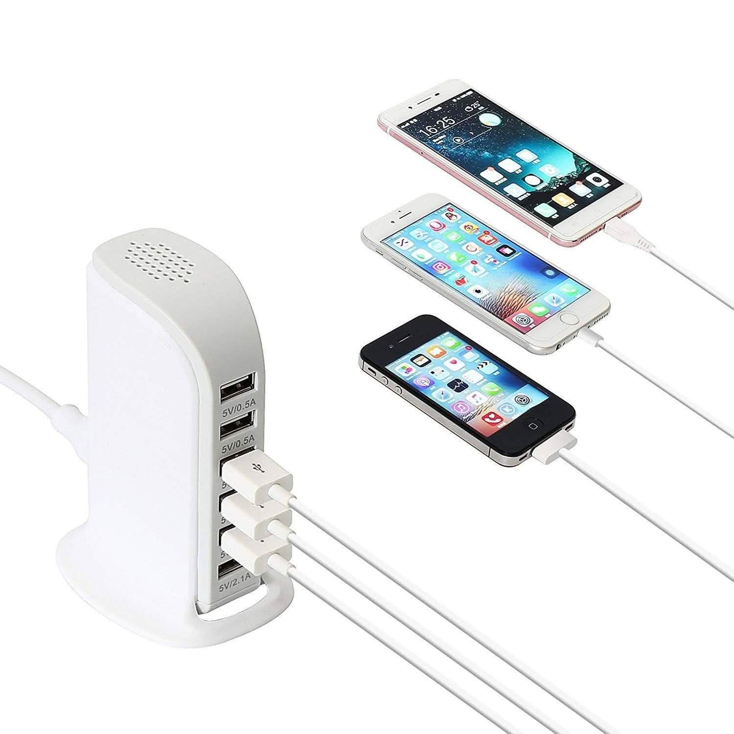 40-Watt 6-Port USB Charging Station for Smart Phones and Tablets