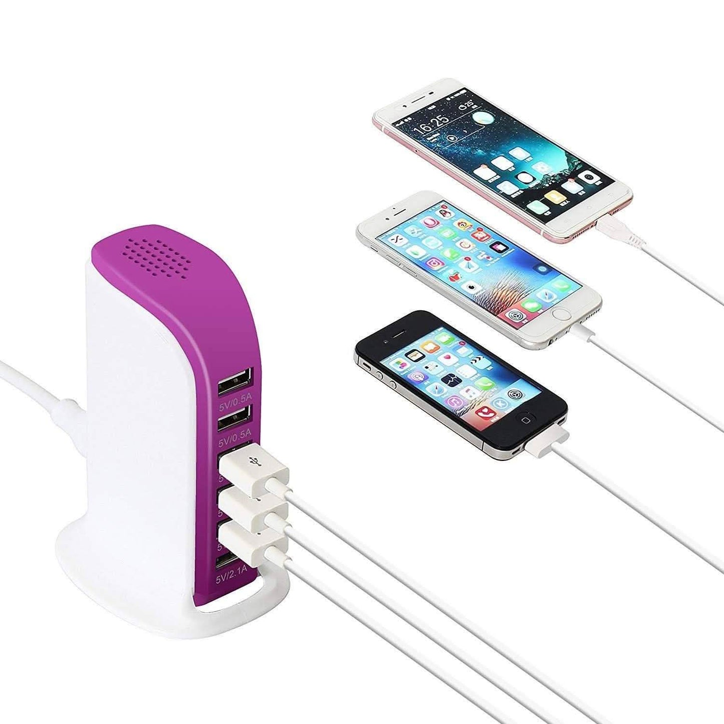 40-Watt 6-Port USB Charging Station for Smart Phones and Tablets