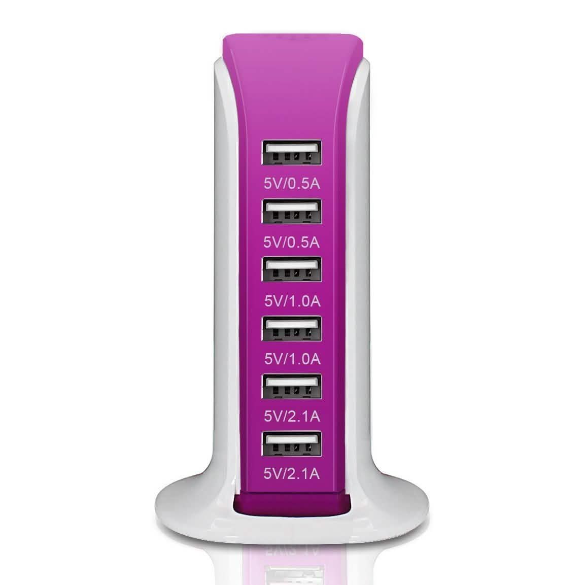40-Watt 6-Port USB Charging Station for Smart Phones and Tablets