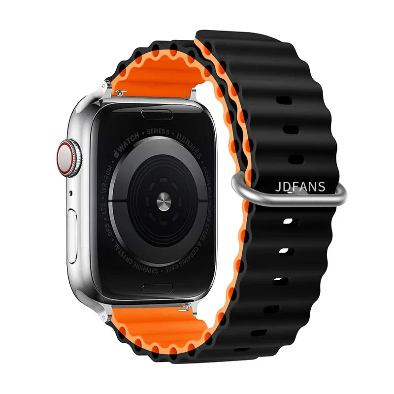 Ocean strap For Apple Watch Ultra 2 Band 49mm 10 9 8 7 45mm 41mm Silicone Bracelet Wristband iWatch 6 5 4 3 SE 44mm 40 42mm band