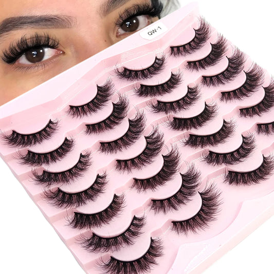 New 14 pairs of natural  artificial mink eyelashes soft false eyelashes crossed messy thick eyelashes extended makeup false ey