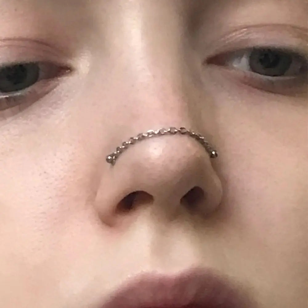 Double Nose Chain Nostril Ball Stainless Steel Nose Stud Decoration Earrings Piercing Nariz Pircing Septum Nose Piercing Ring