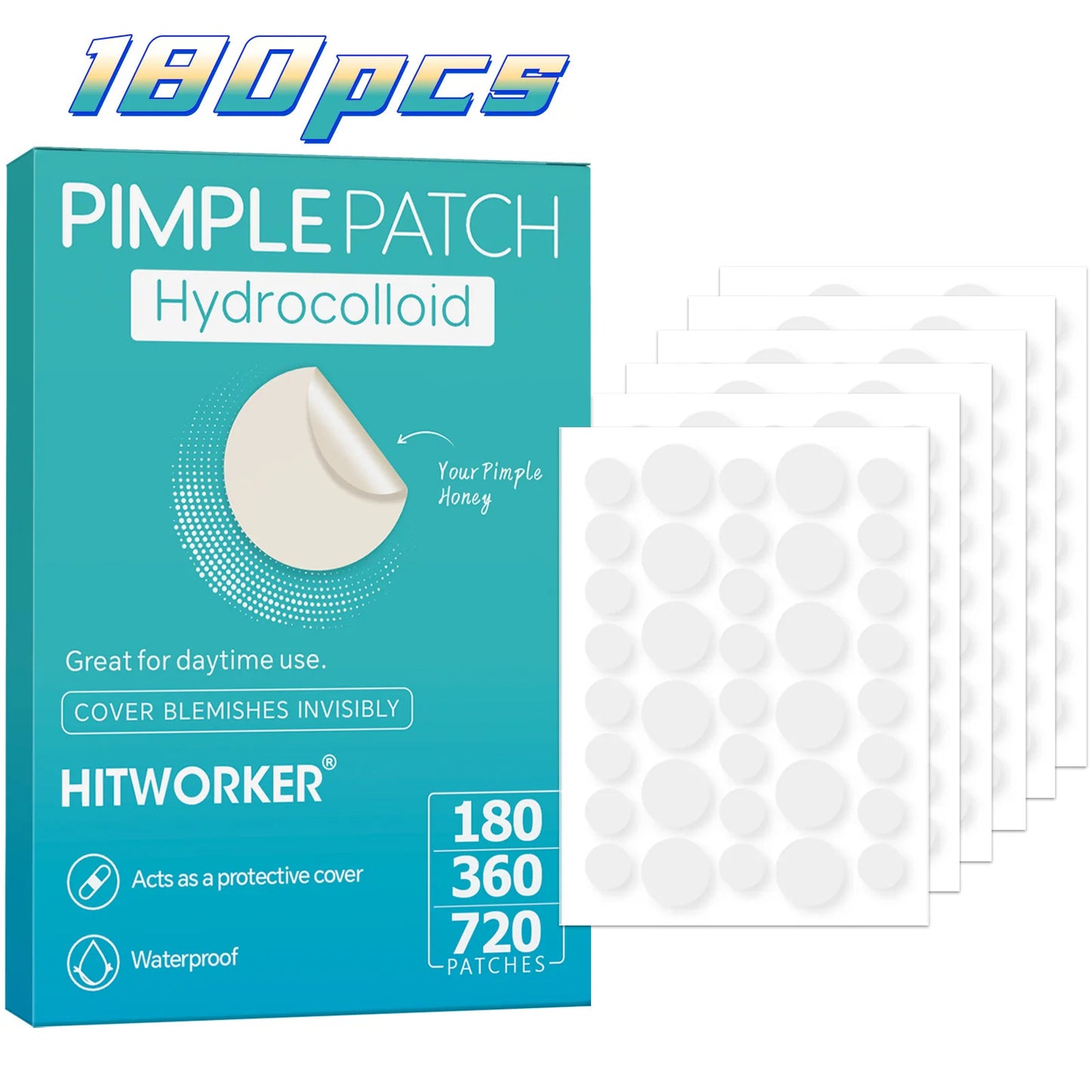 720/360/180 pieces/box of transparent hydrogel acne patches, alcohol free, gentle and non irritating absorption acne patches
