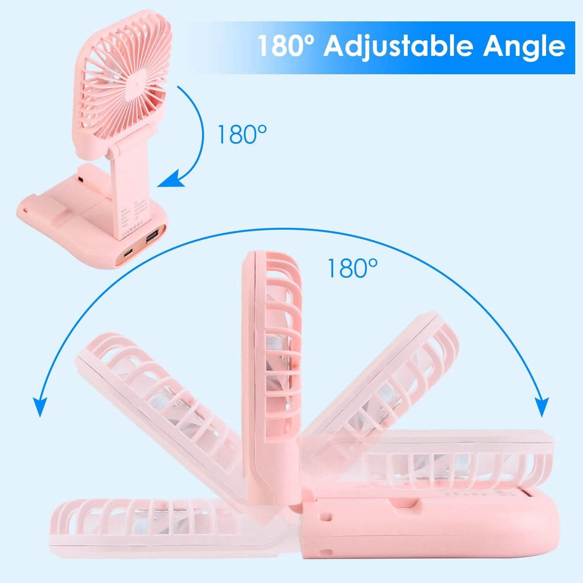 5-in-1 Folding Rechargeable Hands Free Mini Fan