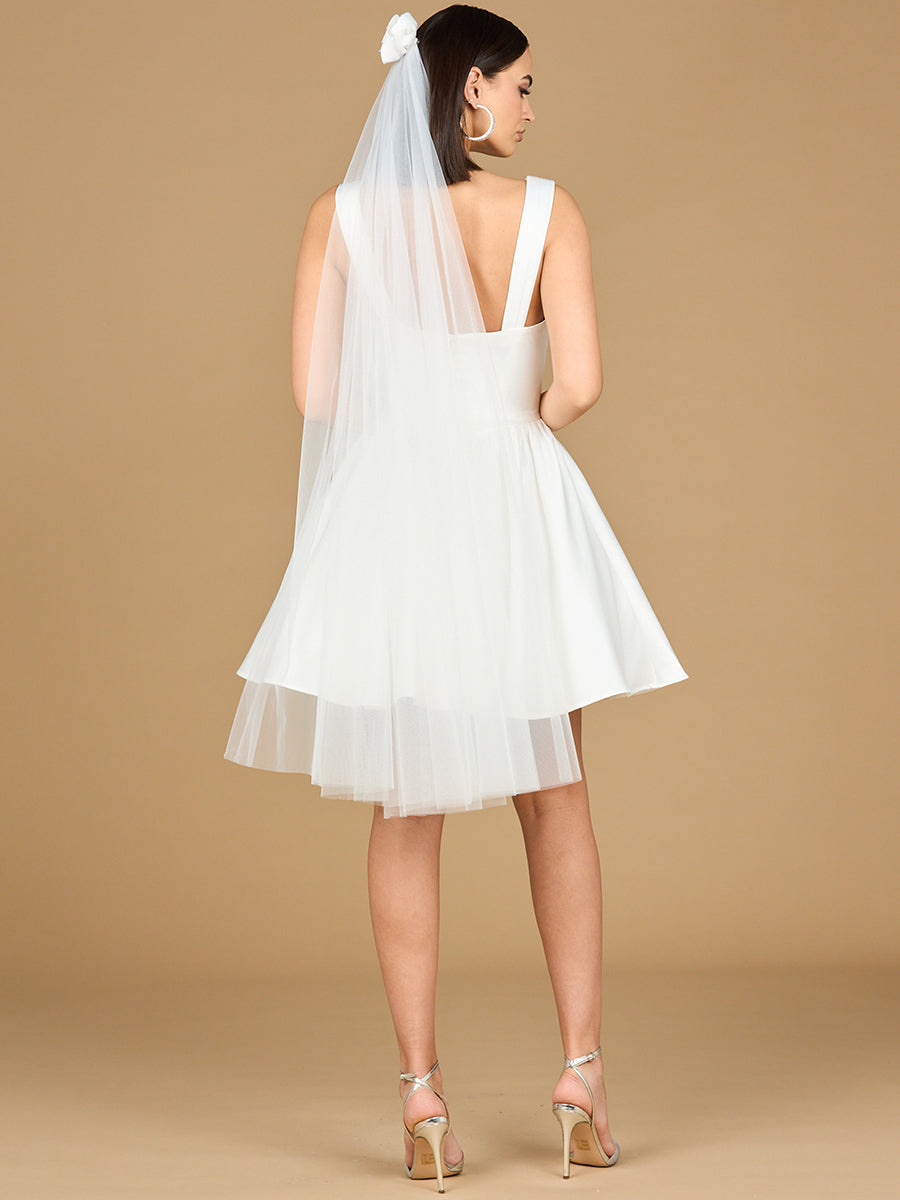V Neck, A-Line Bridal Short Dress with Veil