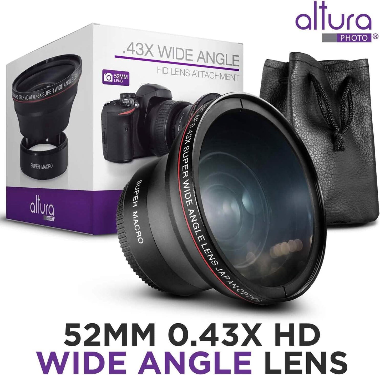 52MM 0.43x Altura Photo Professional HD Wide Angle Lens (w/Macro Portion) for Nikon  (Refurbished)