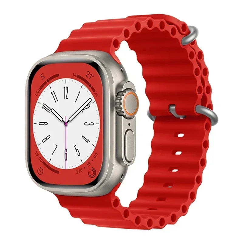 Silicone Ocean band for Apple Watch straps 45mm 46mm 40mm Ultra 2 49mm 44mm 41mm 38-42mm sport bracelet series 10 9 8 7 6 5 4 SE
