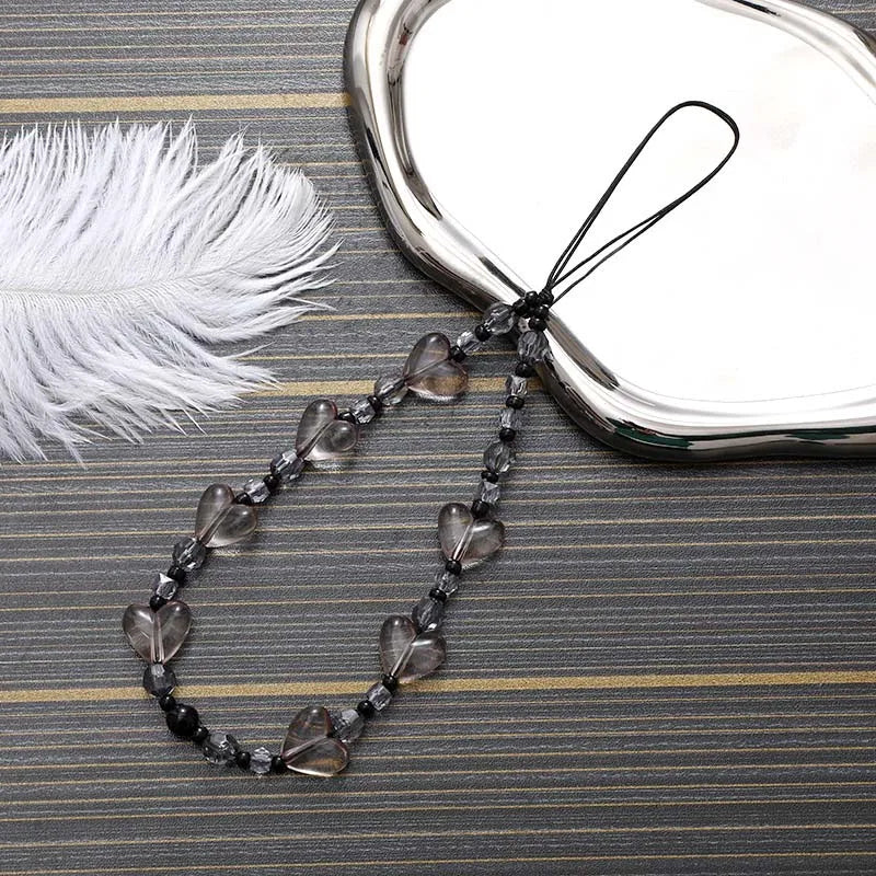 Fashion Crystal Star Beaded Phone Chain Lanyard Jewelry for Women's Personalized Colorful Love Wrist Strap Tellphone Case Rope