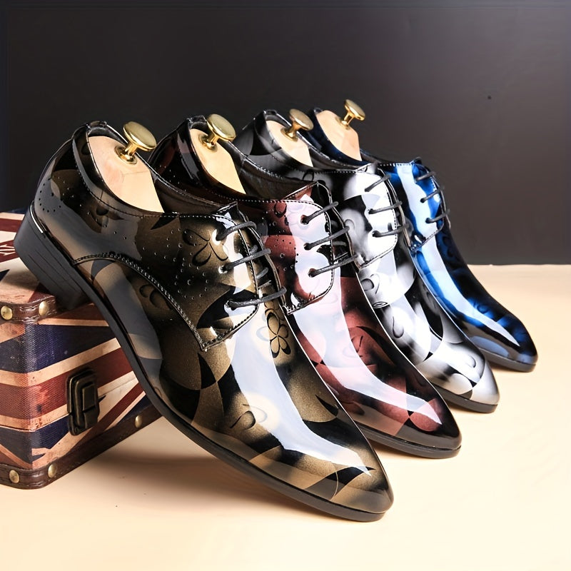 Elegant Men's Oxford Brogue Shoes - Lace-Up Pointed Toe, Durable & Comfortable for Wedding, Business & Office Wear, All-Season Design