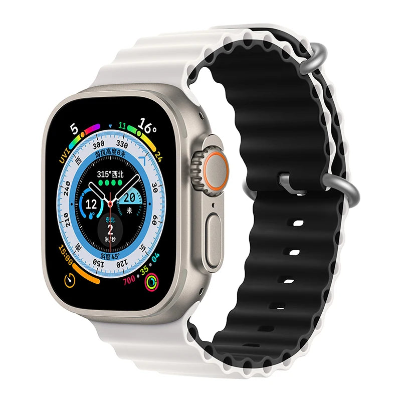 Silicone Ocean band for Apple Watch straps 45mm 46mm 40mm Ultra 2 49mm 44mm 41mm 38-42mm sport bracelet series 10 9 8 7 6 5 4 SE