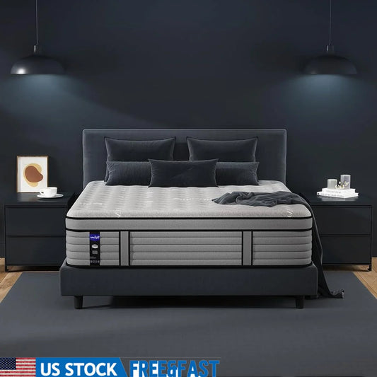 12 Inch Memory Foam Hybrid Mattress California King Individually Pocket Coils Motion Isolation Edge Support Breathable Moisture
