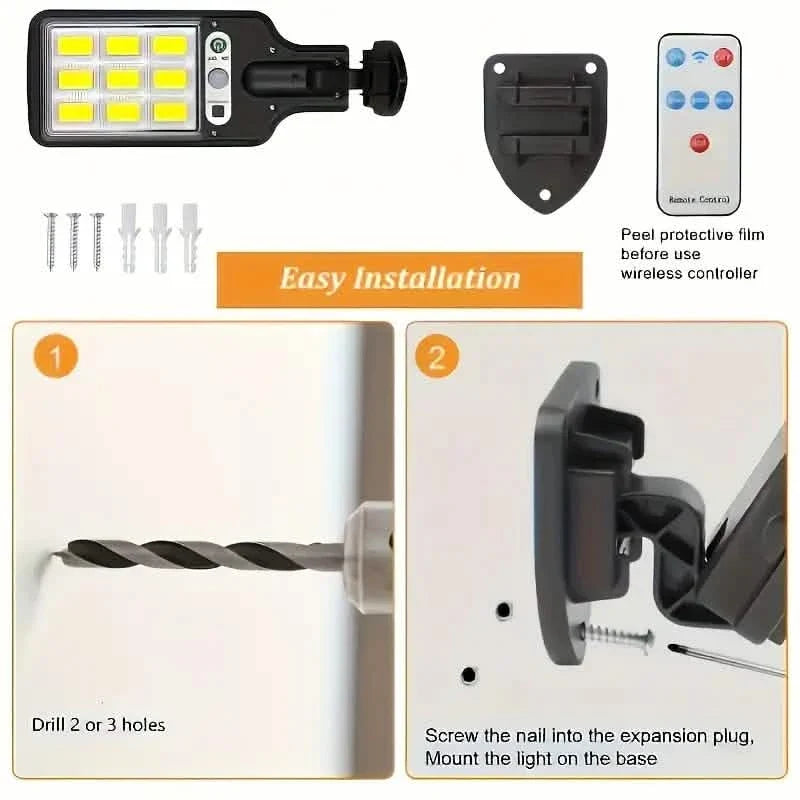 6-Pack: Solar Powered Motion Sensor Outdoor Garden Light with 108 COB LED Lights