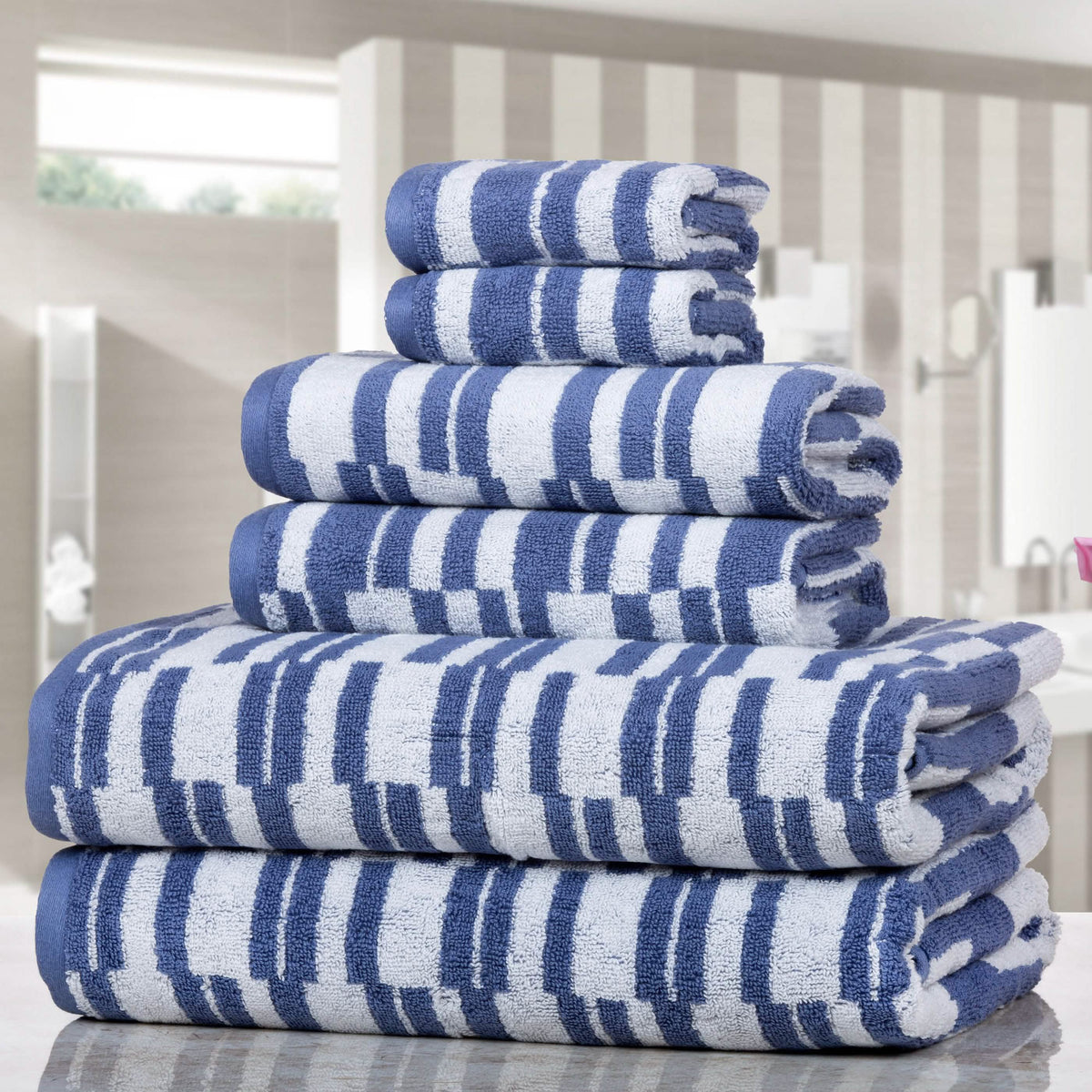 6-Piece: CP Stratus Stripe Quick Dry Towel Set