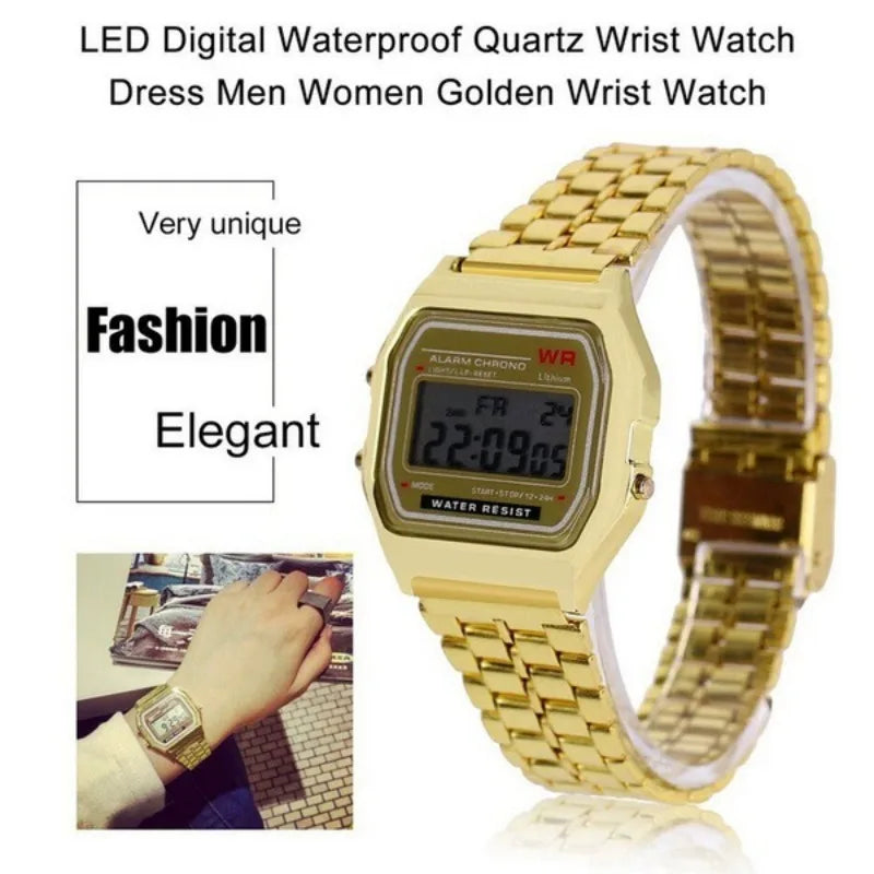 Multifunction LED Digital Sports Wrist Watch Steel Strap for Men And Women Business Electronic Clock