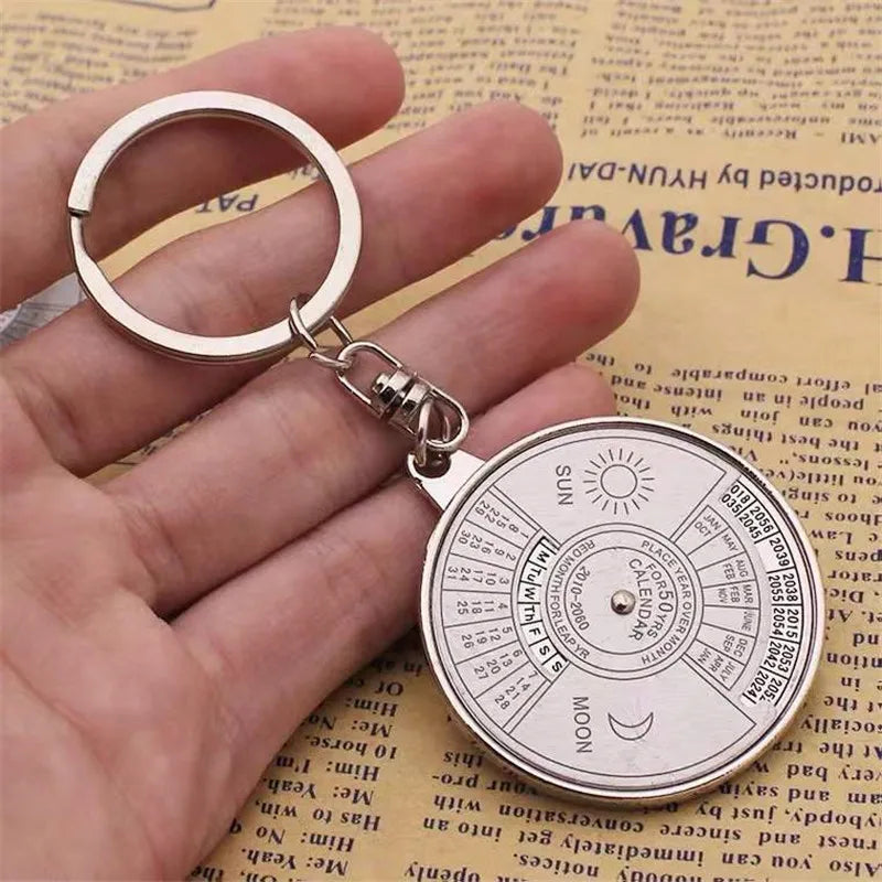 50 Years Super Perpetual Calendar Key Chain Bottle Opener Key Rings Astrology KeyChains Car Bag Pendant Key Holder Ring Gift