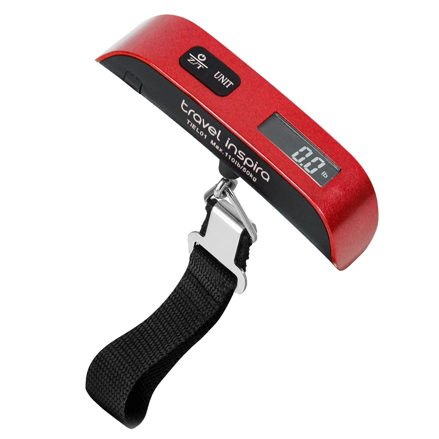 travel inspira Luggage Scale, Portable Digital Hanging Baggage Scale for Travel, Suitcase Weight Scale with Rubber Paint, 110 Pounds, Battery Included