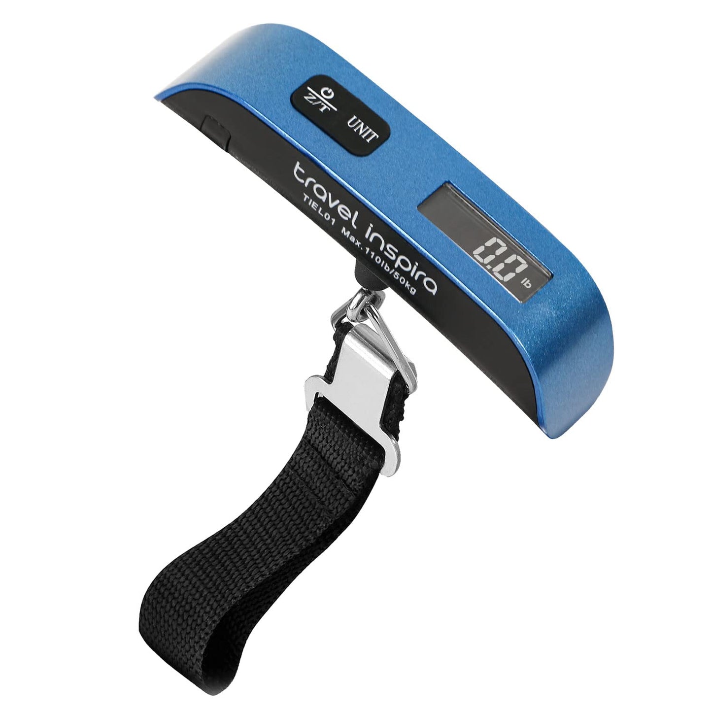 travel inspira Luggage Scale, Portable Digital Hanging Baggage Scale for Travel, Suitcase Weight Scale with Rubber Paint, 110 Pounds, Battery Included