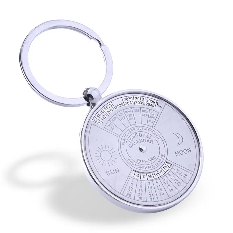 50 Years Super Perpetual Calendar Key Chain Bottle Opener Key Rings Astrology KeyChains Car Bag Pendant Key Holder Ring Gift