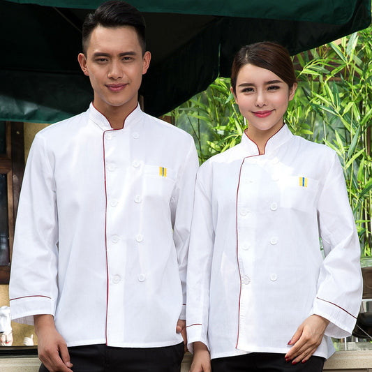 Restaurant and Cafeteria Kitchen Uniforms, Hotel Chef Work Clothes, Autumn and Winter Clothing, Hotel Long-Sleeved Chef Uniforms, Custom Logo for Men