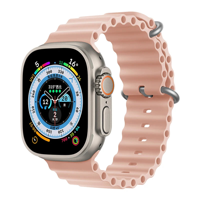 Silicone Ocean band for Apple Watch straps 45mm 46mm 40mm Ultra 2 49mm 44mm 41mm 38-42mm sport bracelet series 10 9 8 7 6 5 4 SE