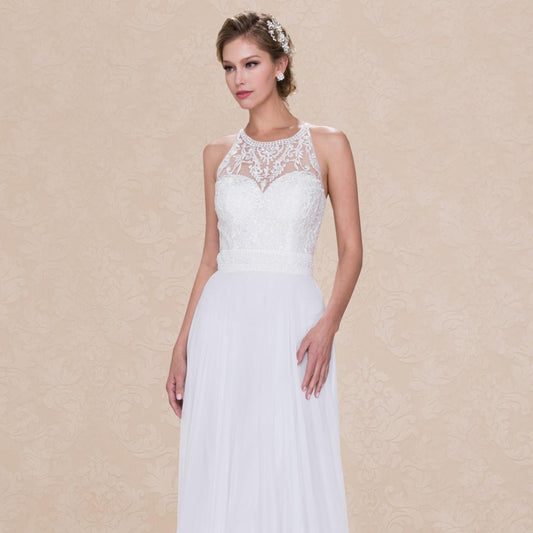 (LIVE 81) Solid color minimalist ultra long wedding dress.