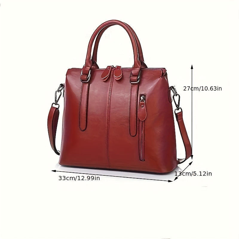 Genuine Leather Women's Bag, Fashionable Women's Hand-held Crossbody, One Shoulder Oil Wax Cowhide Bag, Office, Travel, Ladies' Gifts, Mother's Day Gifts, Christmas Gifts, Valentine's Day Gift, Best for Christmas