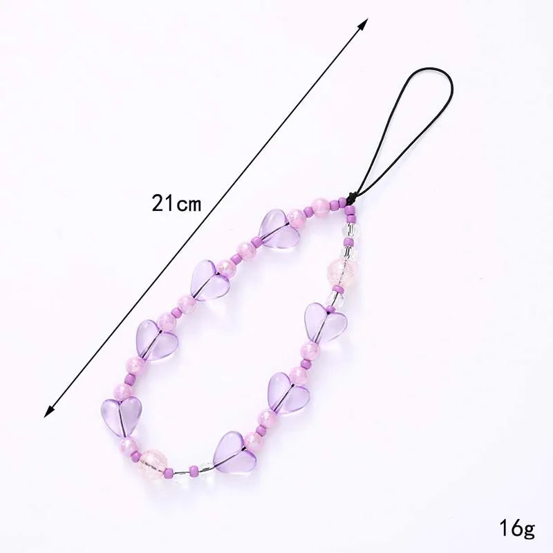 Fashion Crystal Star Beaded Phone Chain Lanyard Jewelry for Women's Personalized Colorful Love Wrist Strap Tellphone Case Rope