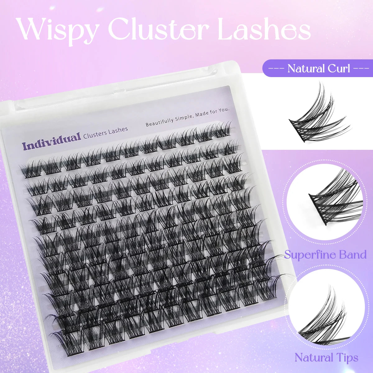 HBZGTLAD 10rows 110fans Diy Cluster Lashes8-16mm Cat Eye Lashes Invisible Band Premium Mink Manga Lash Clusters  Spiky Lashes