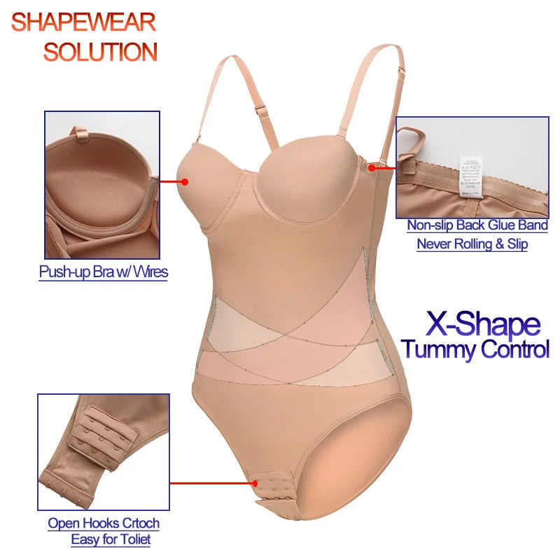 Cross-Border Plus Size Seamless One-Piece Shapewear Dress Special Strapless Corset Waist Cincher Hip Lifter with Bra