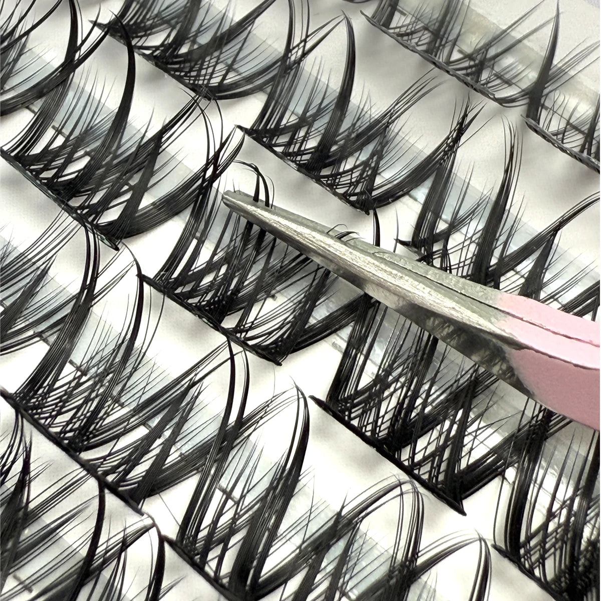 HBZGTLAD 10rows 110fans Diy Cluster Lashes8-16mm Cat Eye Lashes Invisible Band Premium Mink Manga Lash Clusters  Spiky Lashes