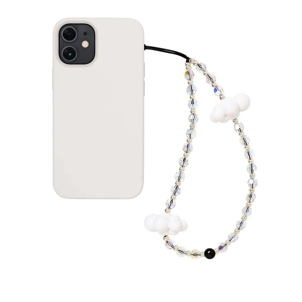 HERLOOK Phone Strap Clouds Faceted Crystal Beads Chain String Phone Charm Cellphone Accesories