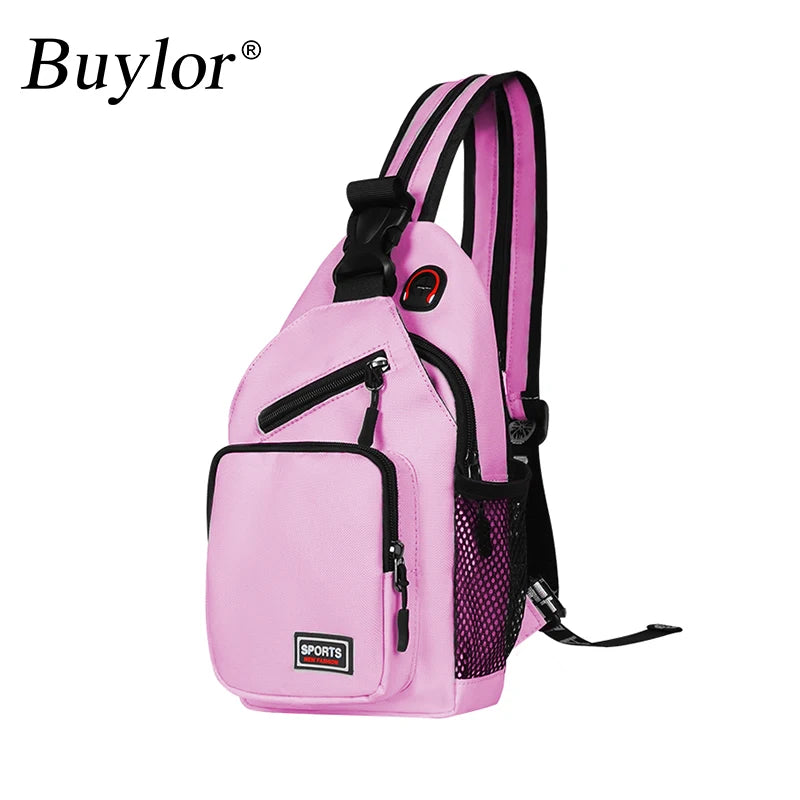 Buylor Shoulder Chest Bag Man Large Capacity Messenger Bag Women Small Backpack Boy Girl Multifunctional Cycling Sports Rucksack