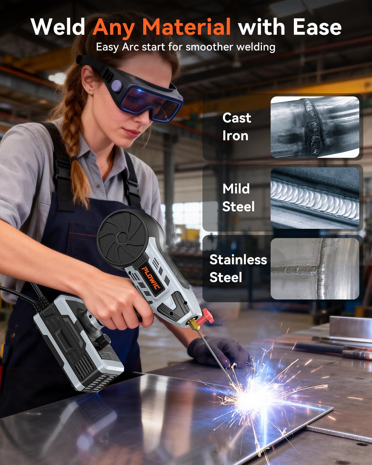 Portable Welding Machine 110V, Portable Handheld Welder with IGBT Inverter 5 Variable Current Adjustment, Electric ARC Stick Welder Gun for 1/16"-1/8" Rods, Carring Case &20 Rods Included