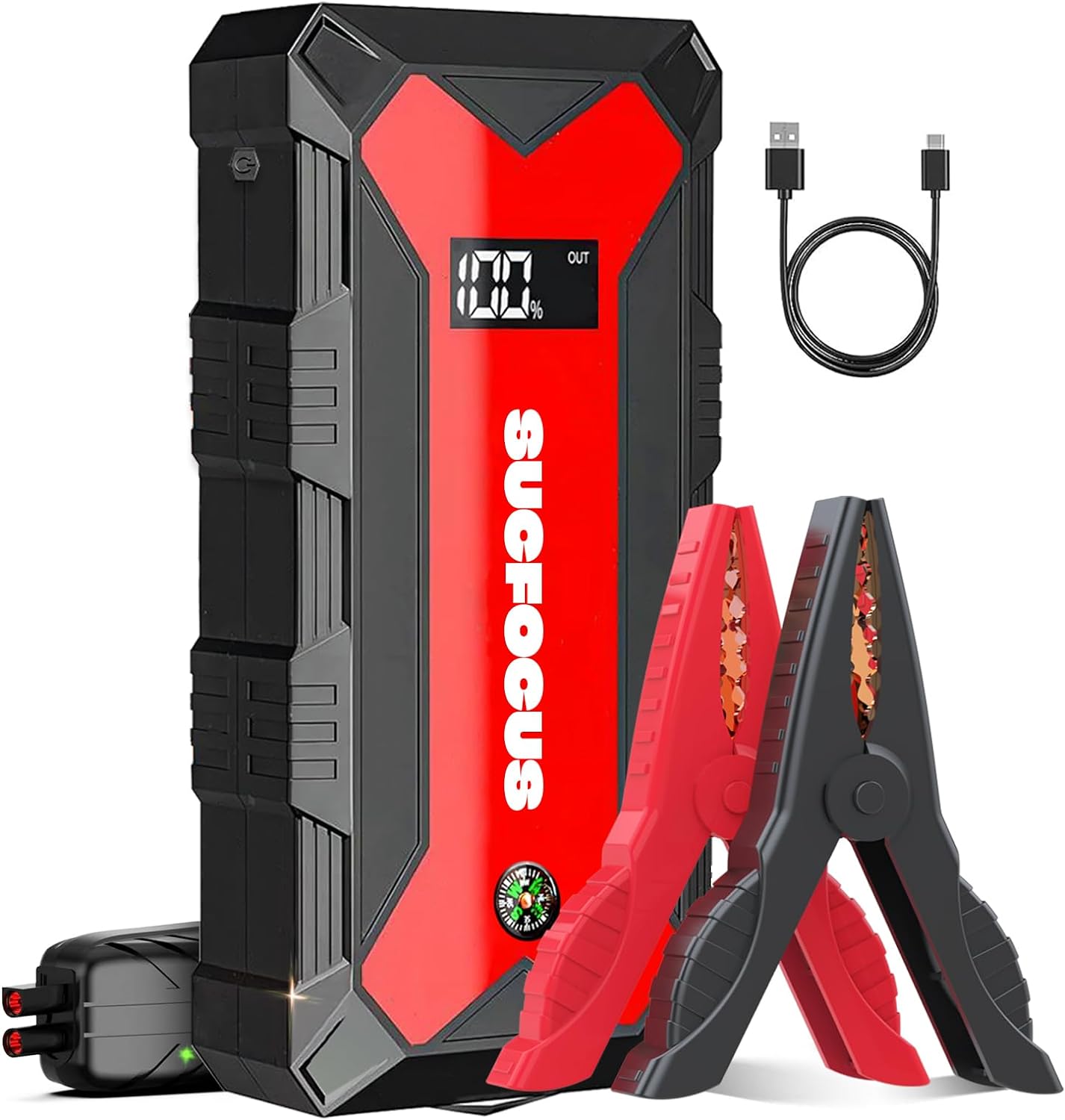 Jump Starter, 2500A Battery Jumper Starter Portable (for 7.0L Gas or 5.5L Diesel Engine), Car Battery Jump Starter, Jump Box, Jump Start Battery Pack with Jumper Cable, LED Light/USB QC3.0