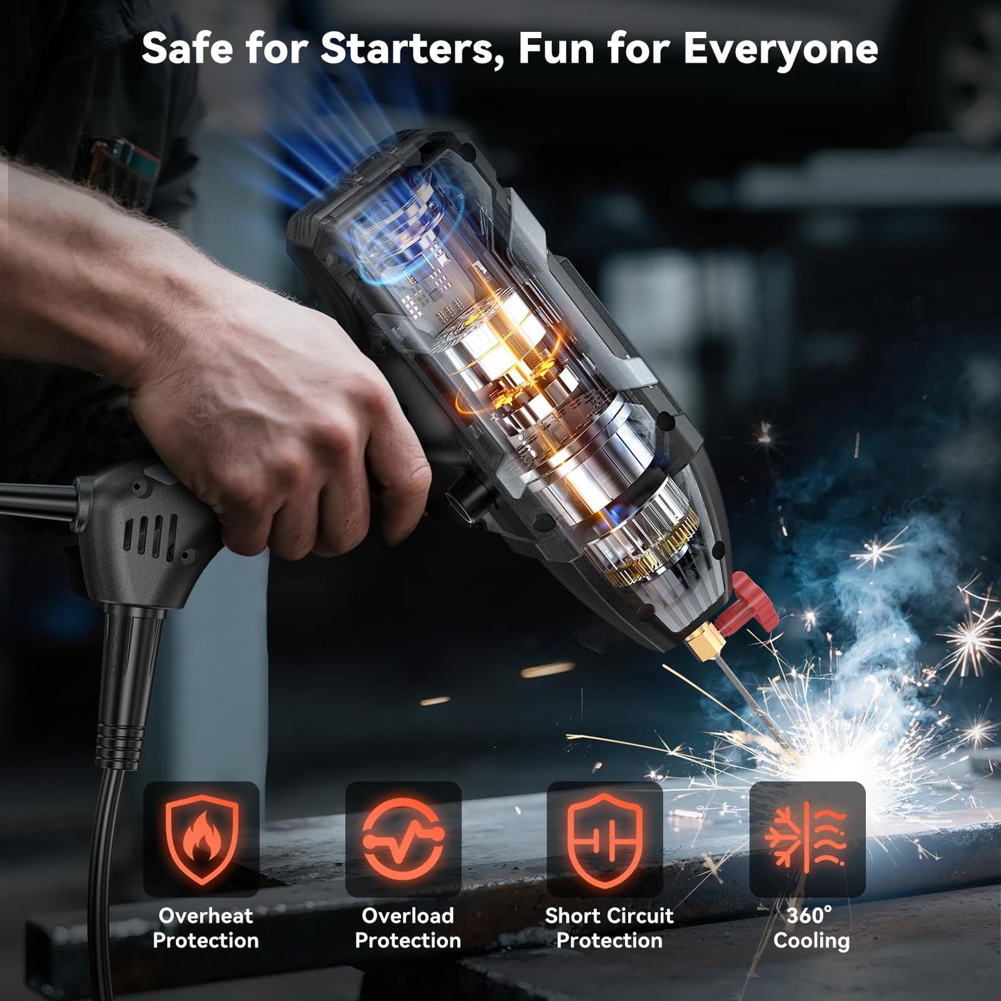 Portable Welding Machine 110V, Portable Handheld Welder with IGBT Inverter 5 Variable Current Adjustment, Electric ARC Stick Welder Gun for 1/16"-1/8" Rods, Carring Case &20 Rods Included