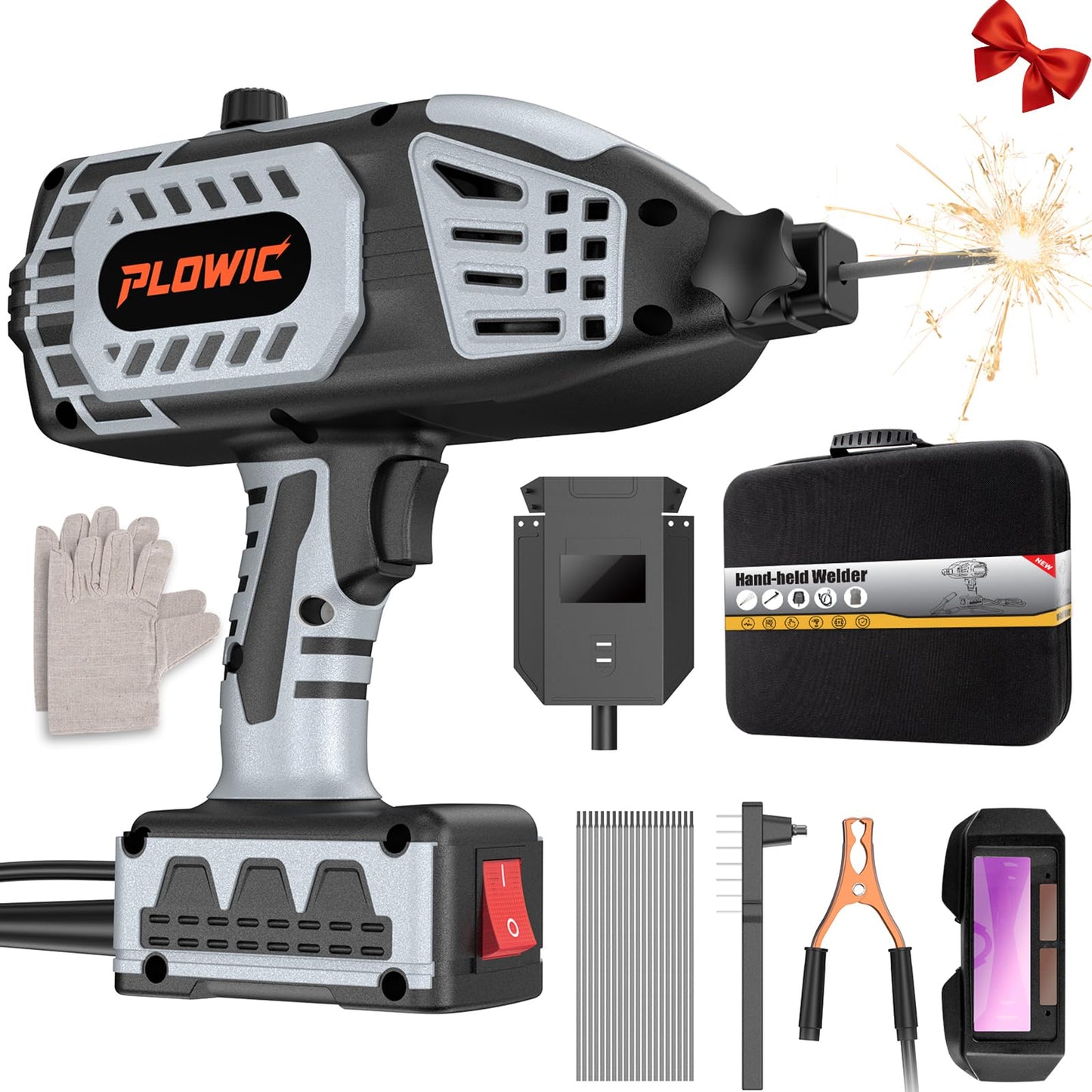 Portable Welding Machine 110V, Portable Handheld Welder with IGBT Inverter 5 Variable Current Adjustment, Electric ARC Stick Welder Gun for 1/16"-1/8" Rods, Carring Case &20 Rods Included