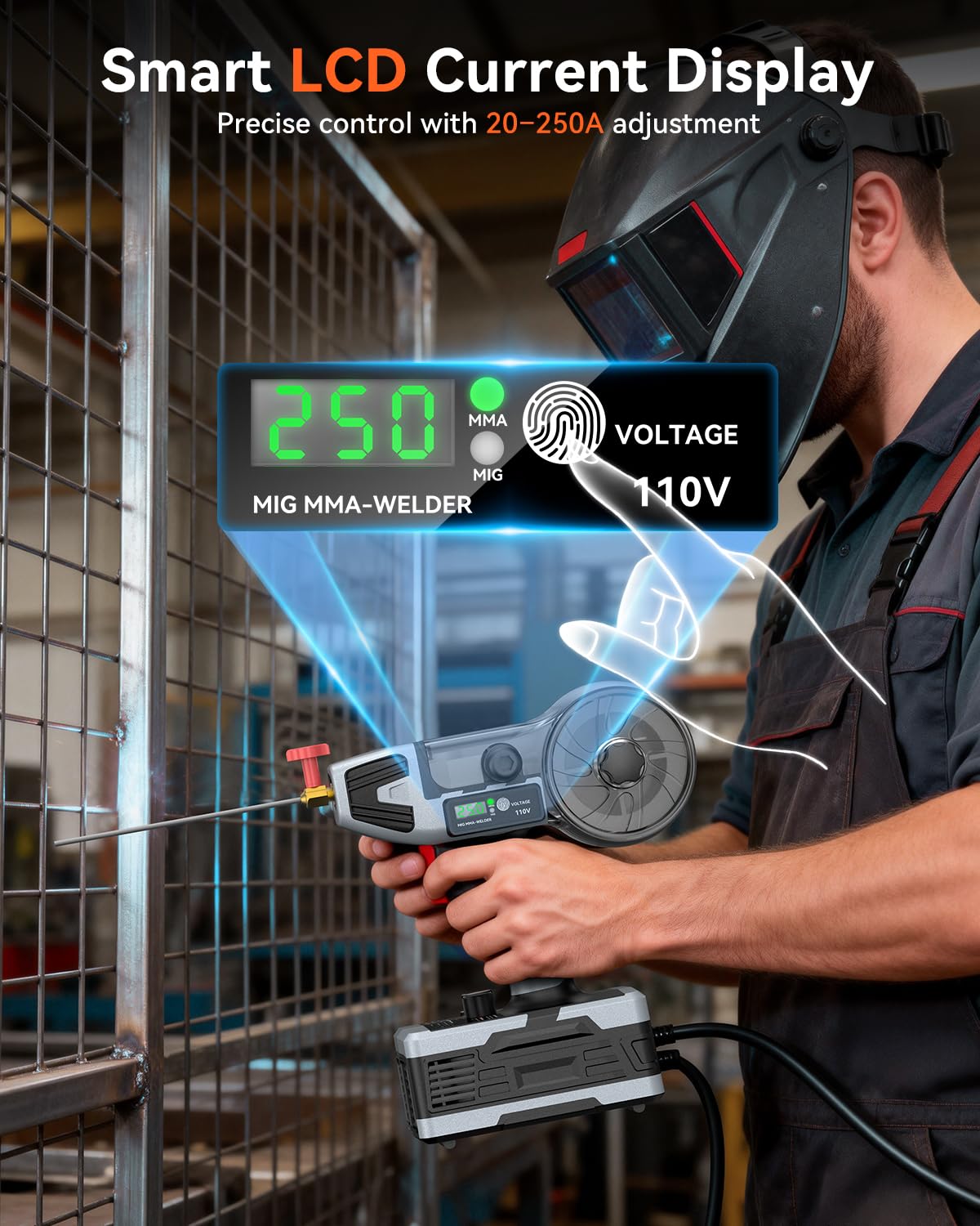 Portable Welding Machine 110V, Portable Handheld Welder with IGBT Inverter 5 Variable Current Adjustment, Electric ARC Stick Welder Gun for 1/16"-1/8" Rods, Carring Case &20 Rods Included