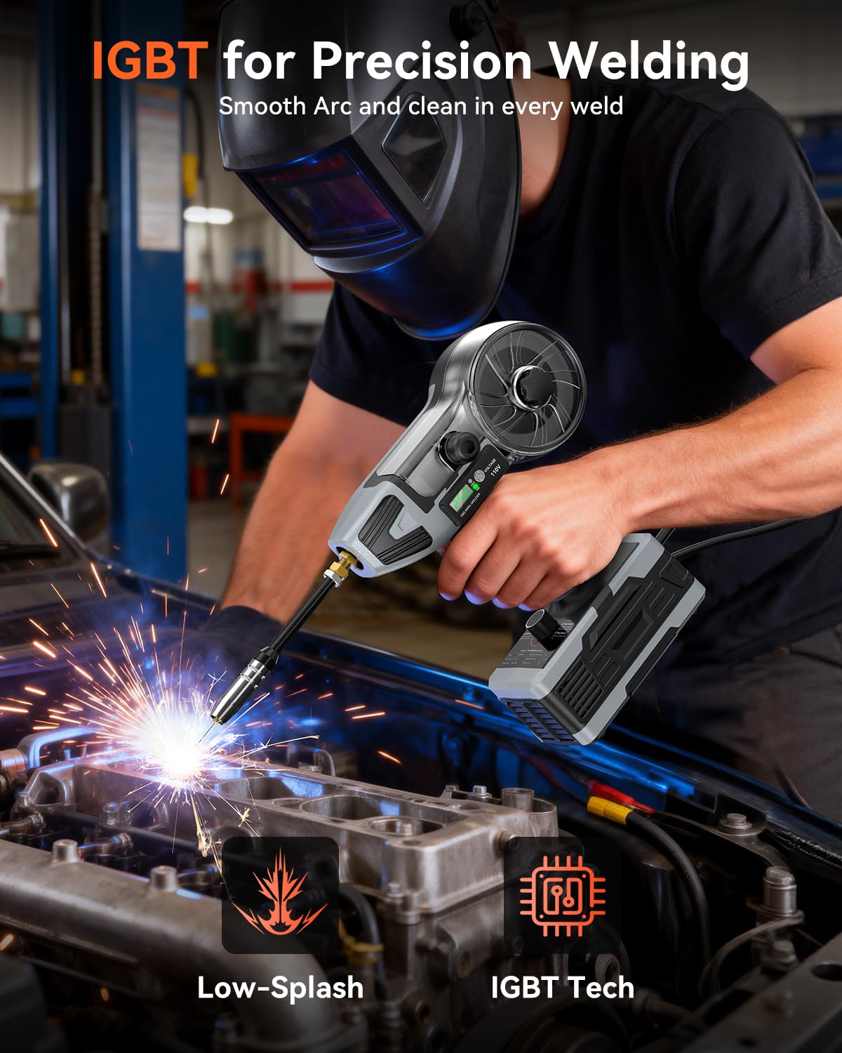 Portable Welding Machine 110V, Portable Handheld Welder with IGBT Inverter 5 Variable Current Adjustment, Electric ARC Stick Welder Gun for 1/16"-1/8" Rods, Carring Case &20 Rods Included