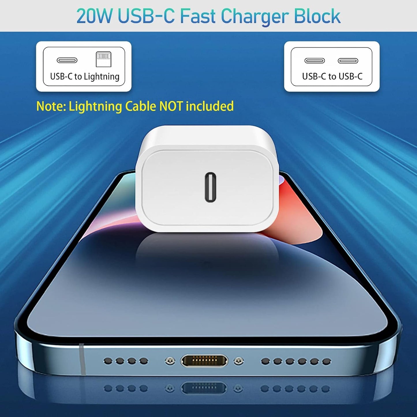 USB C Charger Block, TypeC Charging Blocks 5Pack, 20W PD Quick Fast Charger Box Brick Cube Compatible with iPhone 15/14 Pro Max/14 Plus/13 Pro/12 Pro/AirPods/iPad/Galaxy,Pixel 4/3