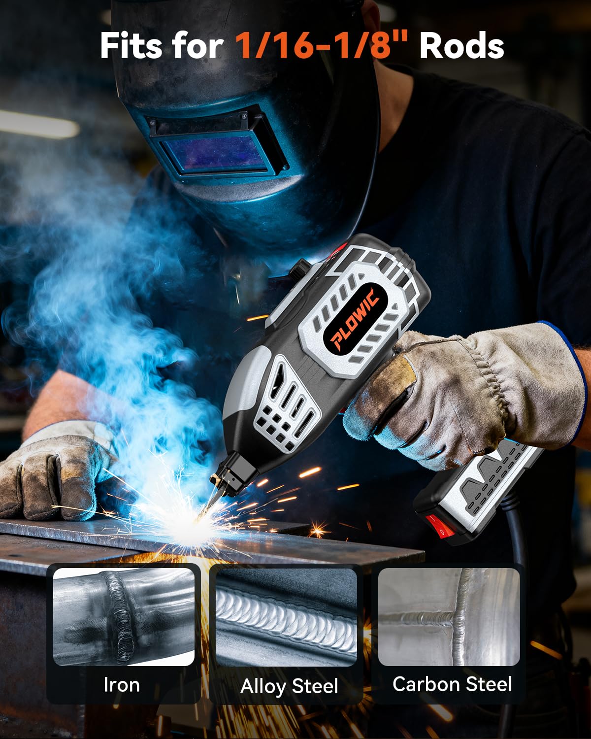 Portable Welding Machine 110V, Portable Handheld Welder with IGBT Inverter 5 Variable Current Adjustment, Electric ARC Stick Welder Gun for 1/16"-1/8" Rods, Carring Case &20 Rods Included