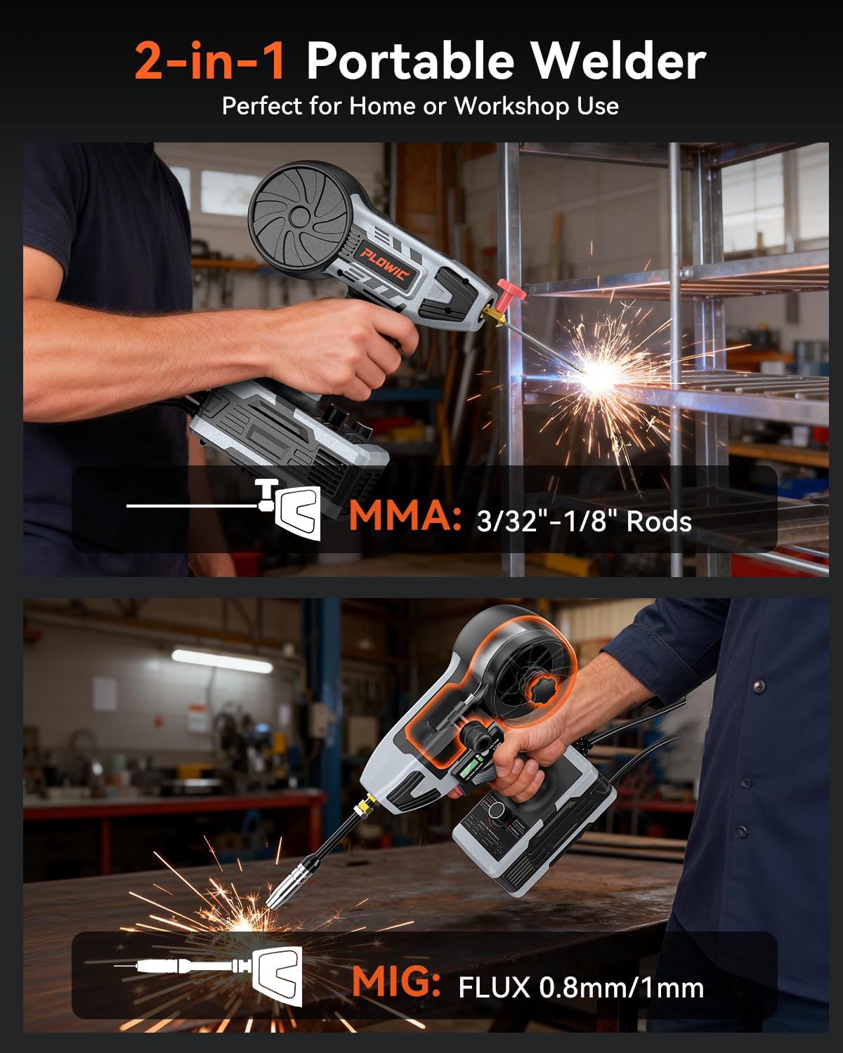 Portable Welding Machine 110V, Portable Handheld Welder with IGBT Inverter 5 Variable Current Adjustment, Electric ARC Stick Welder Gun for 1/16"-1/8" Rods, Carring Case &20 Rods Included