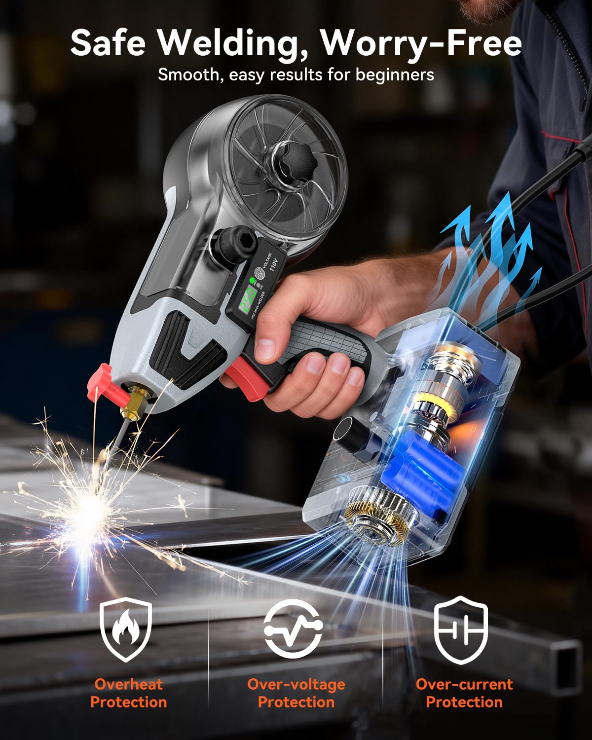 Portable Welding Machine 110V, Portable Handheld Welder with IGBT Inverter 5 Variable Current Adjustment, Electric ARC Stick Welder Gun for 1/16"-1/8" Rods, Carring Case &20 Rods Included