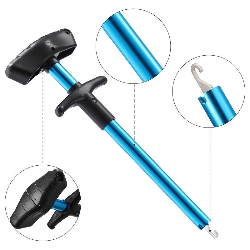 1pc T-Shaped Fish Hook Remover - Aluminum Alloy Fishing Tool with Ergonomic Handle & Blue Handle for Efficient Hook Separation, Ideal for Holiday Gifts (Father'S Day, Christmas, Thanksgiving), Fishing Accessory, Sleek Metalli