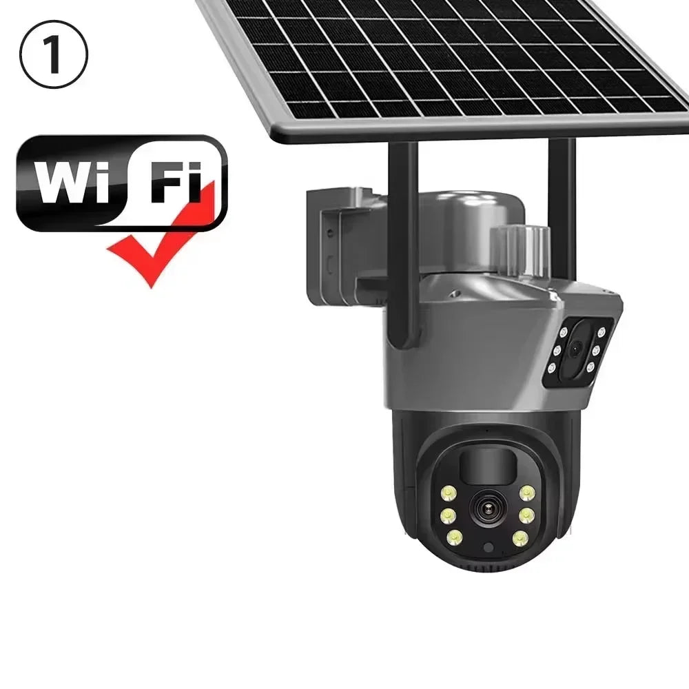 4K 8MP Sim Card Solar Camera comes free with a 256G memory Outdoor IP Cam Dual Screen Security Protection Wireless Surveillance