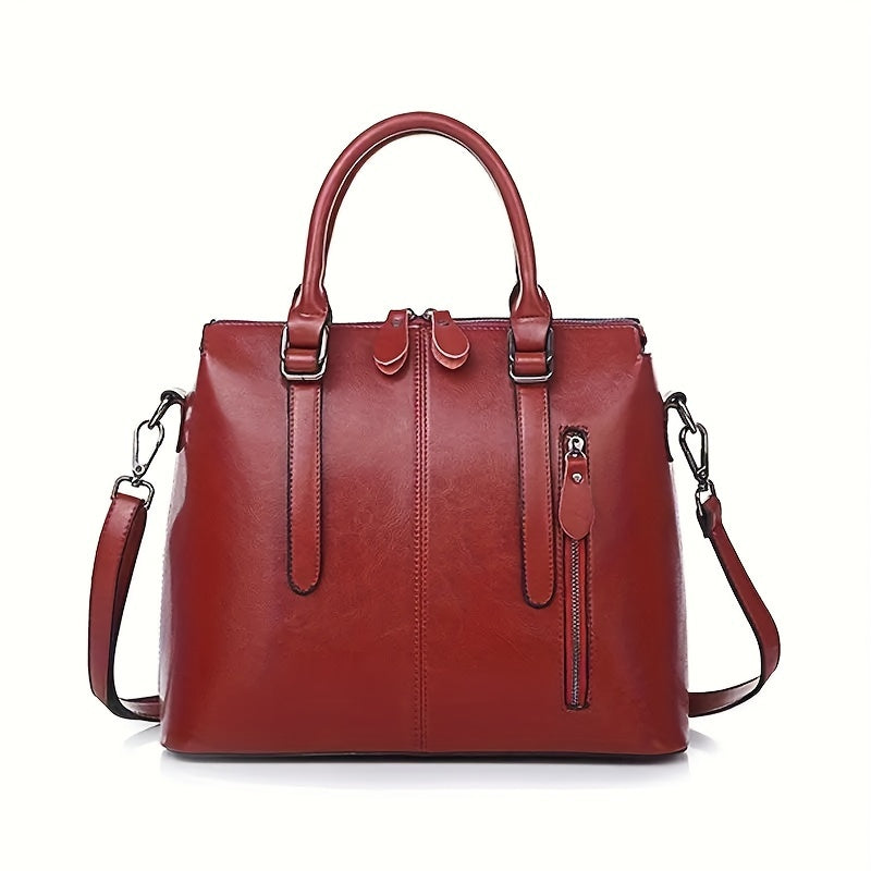 Genuine Leather Women's Bag, Fashionable Women's Hand-held Crossbody, One Shoulder Oil Wax Cowhide Bag, Office, Travel, Ladies' Gifts, Mother's Day Gifts, Christmas Gifts, Valentine's Day Gift, Best for Christmas