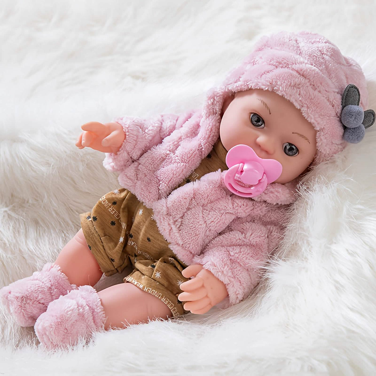 12" Pink Baby Doll – PVC Dress-Up Play Doll (Ages 3+)