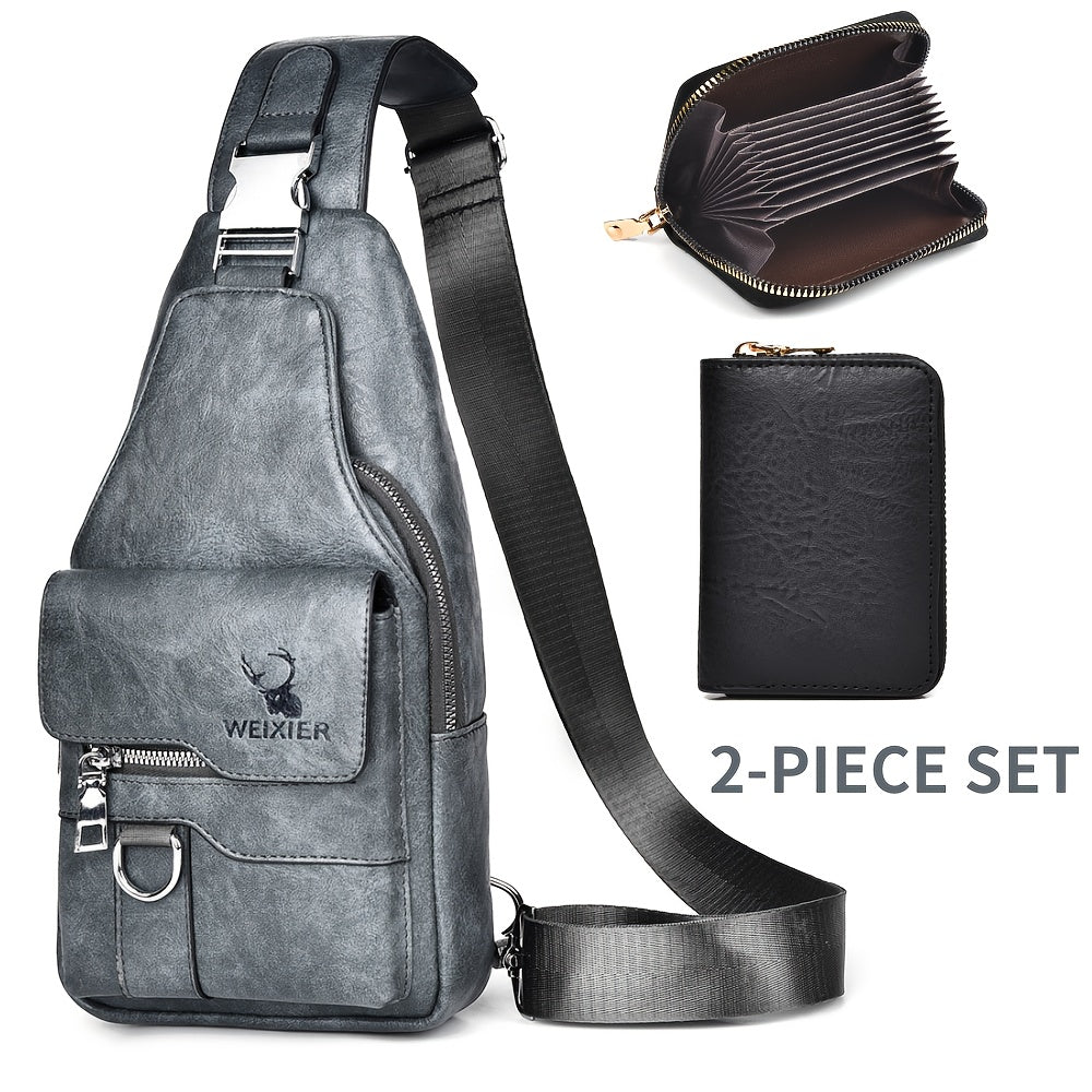 New Waterproof, Stainproof And Wear-resistant Ladies Crossbody Bag Ladies Chest Bag Handbag Shoulder Bag Shoulder Bag Hand Bag With Card Bag Two-piece Set, PU Fabric, Large Pocket And Large Capacity, Easy To Carry, New Textur