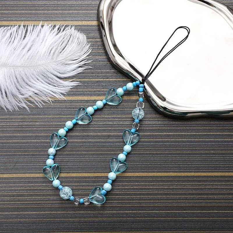 Fashion Crystal Star Beaded Phone Chain Lanyard Jewelry for Women's Personalized Colorful Love Wrist Strap Tellphone Case Rope