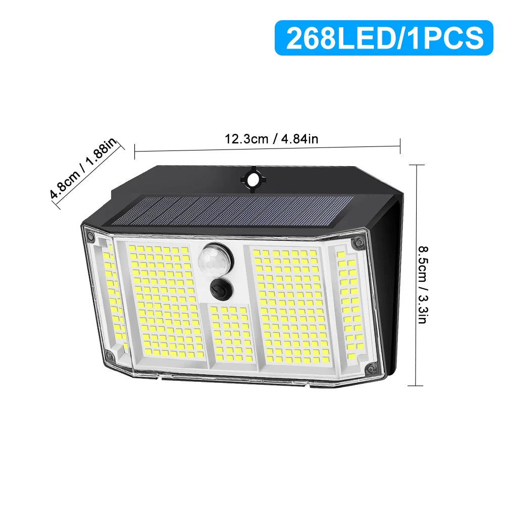 Outdoor Solar Motion Sensor Lights 468/528 LED Waterproof Solar Security Wall Lights for Garden Patio Pool Yard Fence Driveway