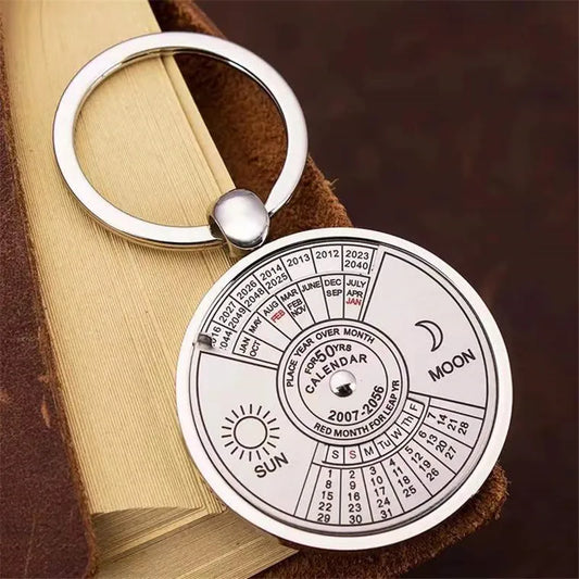 50 Years Super Perpetual Calendar Key Chain Bottle Opener Key Rings Astrology KeyChains Car Bag Pendant Key Holder Ring Gift
